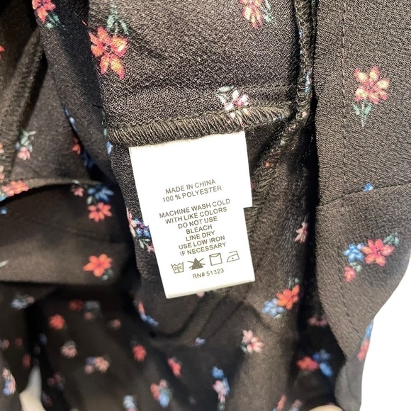 1.State Floral Print Puff Sleeve Shirt Black Large New - Picture 6 of 7
